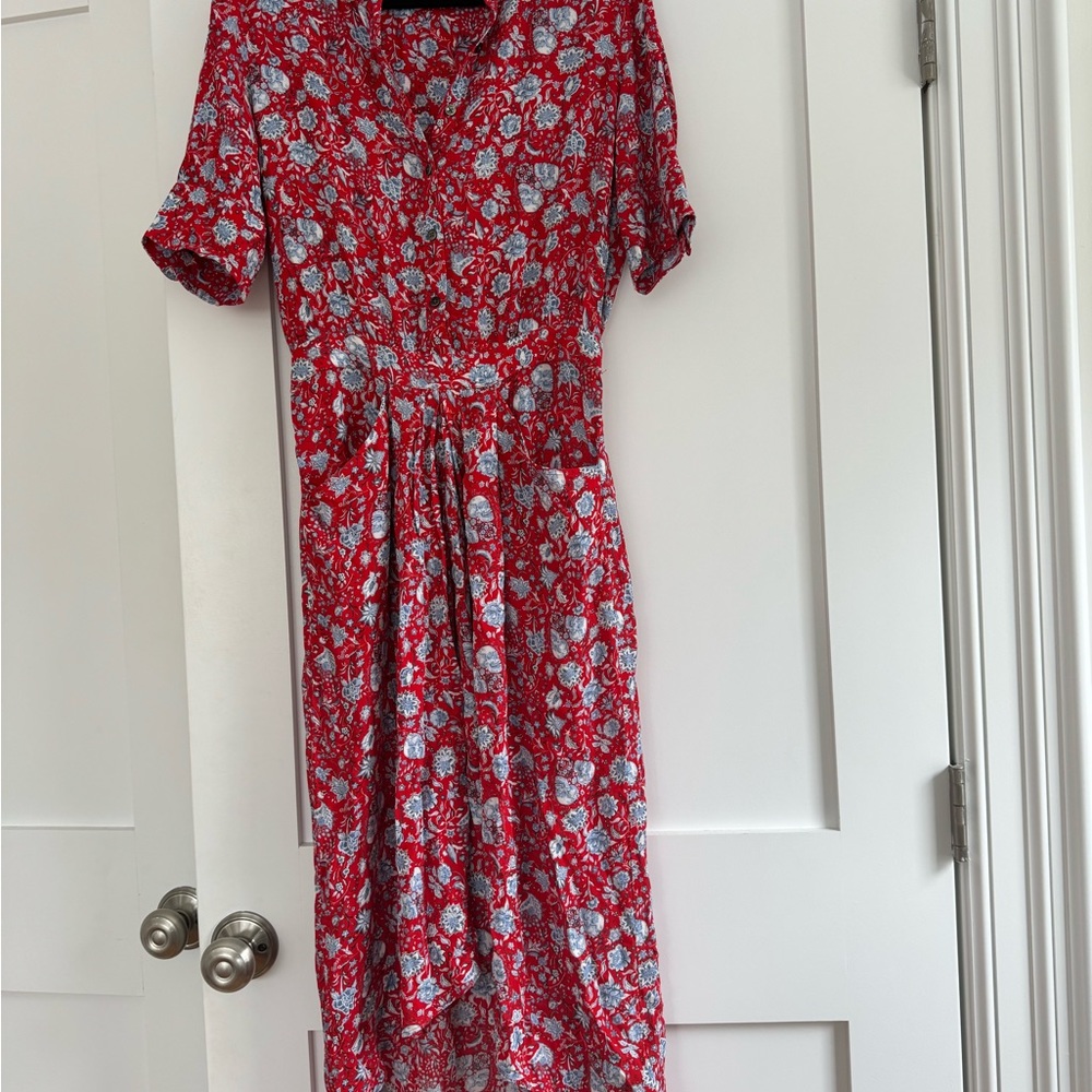 Zadig & Voltaire, Women’s Red RIMA Floral Crepe Midi dress, size: small